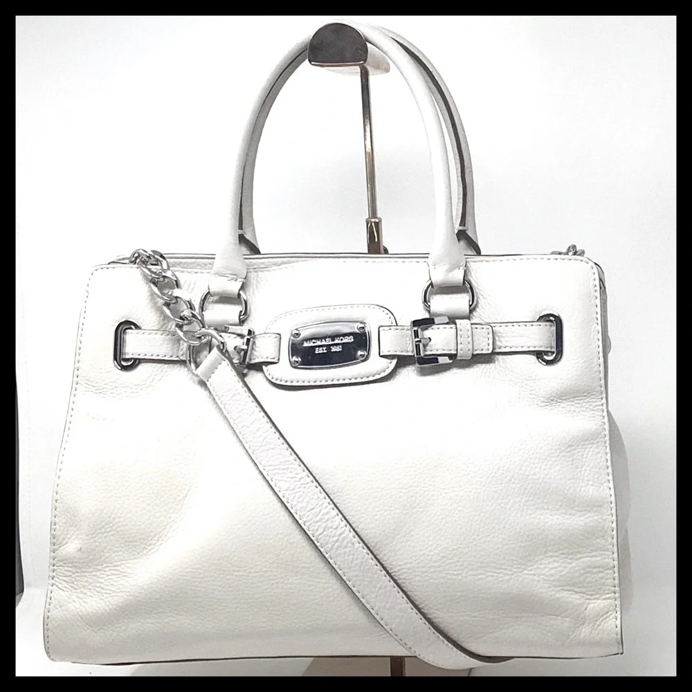 MICHAEL KORS Hamilton Large EW Tote Soft Pebbled Leather Color: Vanilla - Picture 15 of 16